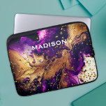 Chic purple gold faux glitter marbling monogram laptop sleeve<br><div class="desc">Cute purple magenta gold faux glitter marble art monogram Laptop sleeve. Add style to your office, desk, or personal space with a Chic and stylish monogrammed laptop sleeve.The perfect accessory for a fashionable contemporary girl or woman. A beautiful, modern and cool design that you can customize over any other product...</div>