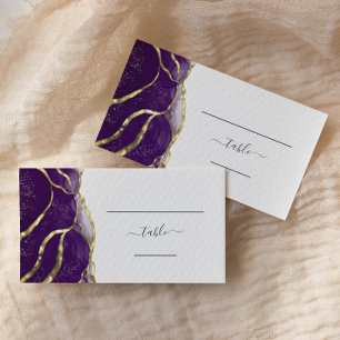 Chic Purple Gold Ink Wedding Escort Place Card