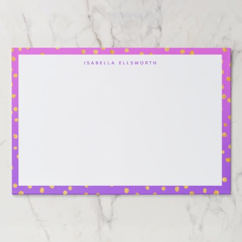 Chic Purple Gold Polka Dot Personalized  Paper Pad
