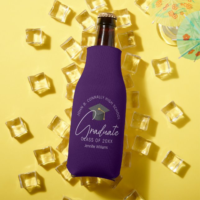 Chic Purple Graduate Custom Graduation Party Bottle Cooler (In Situ Summer)