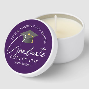 Chic Purple Graduation Party Customized Graduate Mini Candle Favors