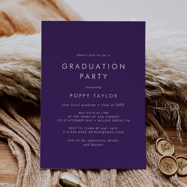 Chic Purple Graduation Party Invitation (Creator Uploaded)
