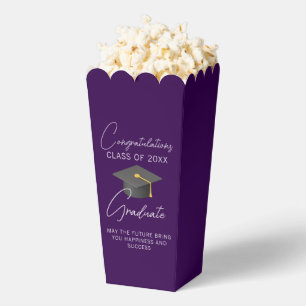 Chic Purple Graduation Party Popcorn Favor Boxes