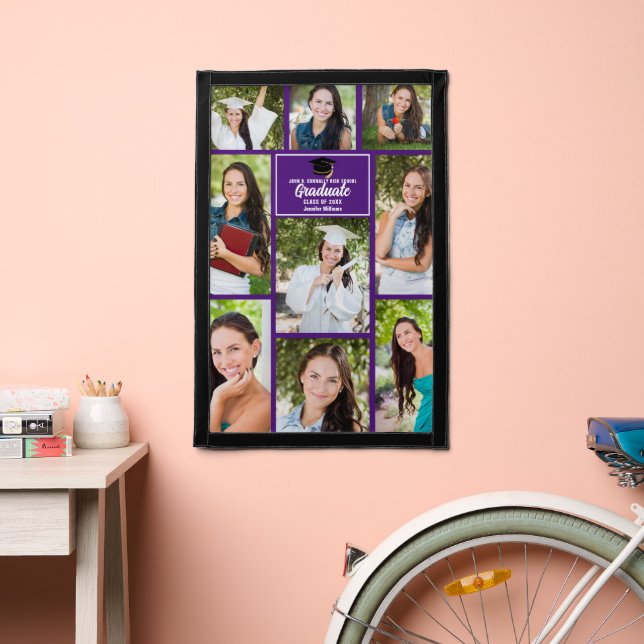 Chic Purple Graduation Photo Collage Keepsake Pennant (Insitu 2)