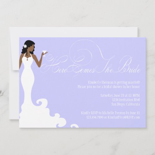 Chic Purple Here Comes the Bride Shower Invite