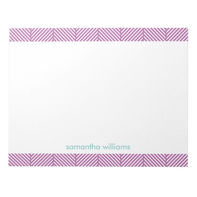 Chic Purple Herringbone Pattern Notepad (Front)