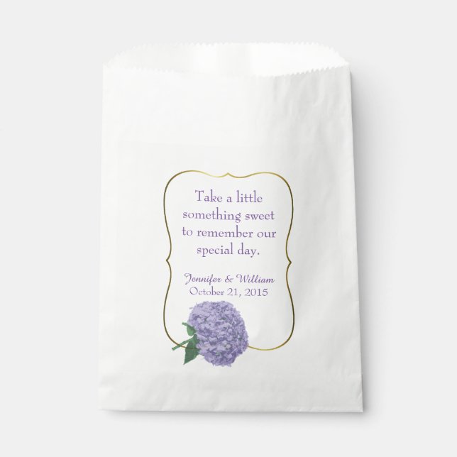 Chic Purple Hydrangea Custom Wedding Favor Bag (Front)