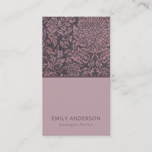 CHIC PURPLE LAVENDER BLACK DAMASK FLORAL PATTERN BUSINESS CARD