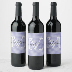 Chic Purple Lavender Foil Elegant Monogram Wine Label