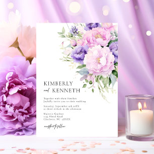 Chic Purple Lavender Pink Violet Floral Wedding Invitation