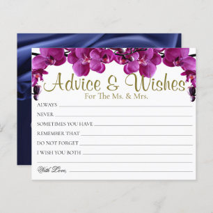 Chic Purple Leaves Wedding Advice Wishes Cards