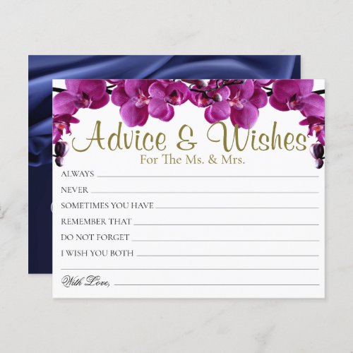Chic Purple Leaves Wedding Advice Wishes Cards