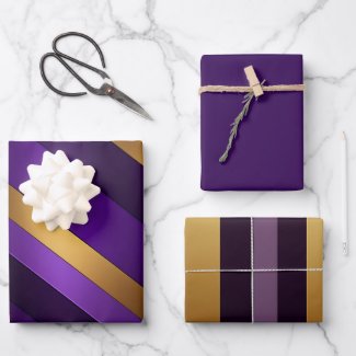 Chic Purple, Lilac, and Gold Striped 