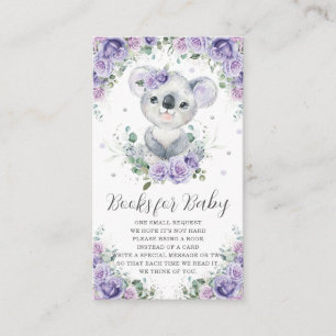 Chic Purple Lilac Floral Cute Koala Books for Baby Enclosure Card