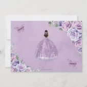 Chic Purple Lilac Floral Quinceanera Sweet Sixteen Save The Date (Back)