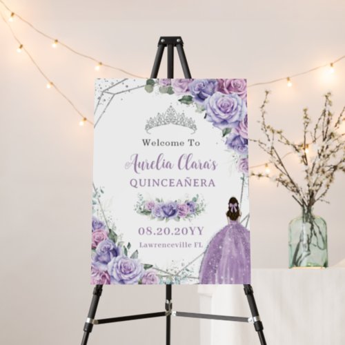 Chic Purple Lilac Floral Rose Princess QUINCEAERA Foam Board