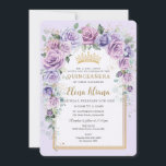 Chic Purple Lilac Lavender Floral Gold Quinceañera Invitation<br><div class="desc">Personalize this floral gold Quinceañera / Sweet 16 birthday invitation easily and quickly. Simply click the customize it further button to edit the texts, change fonts and fonts colors. Featuring pretty lavender and lilac flowers, delicate greenery and a gold geometric arch. Matching items available in store. (c) Somerset Fine Paperie...</div>