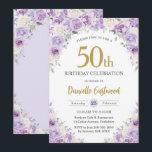 Chic Purple Lilac White Floral 50th 60th Birthday Invitation<br><div class="desc">Celebrate a milestone in style with this beautiful pastel purple lilac, lavender, white floral birthday invitation featuring soft hand-drawn watercolor roses. Perfect for a 50th, 60th, 70th, 80th, 90th, 100th birthday party or any age, this timeless design brings a touch of sophistication to any special celebration. Ideal for women’s milestone...</div>