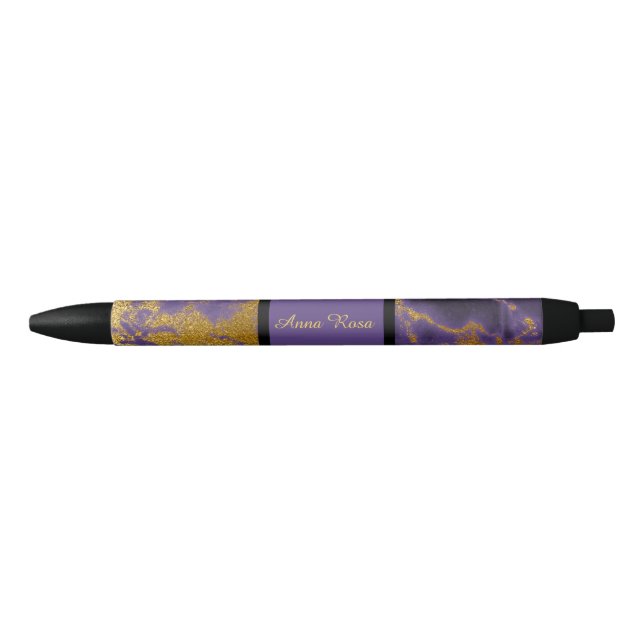 *~* Chic Purple Marble Glitter Gold Streaks Pen (Front)