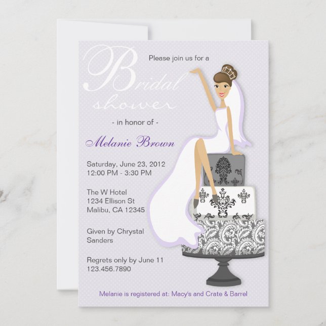 Chic Purple Modern Bride Bridal Shower Invitation (Front)