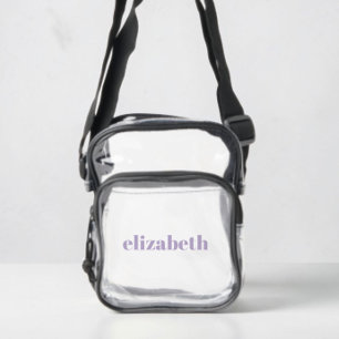 Chic Purple Monogram Personalized Clear Crossbody Bag