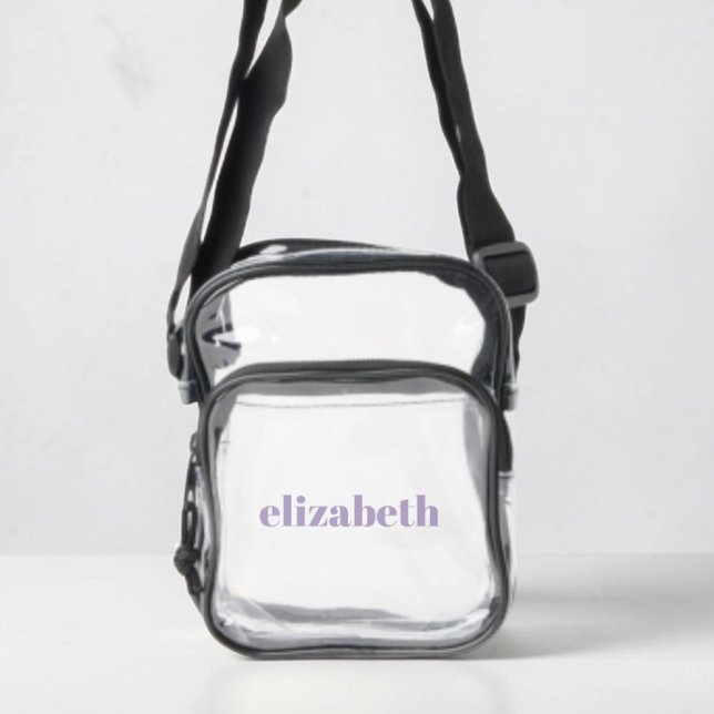 Chic Purple Monogram Personalized Clear Crossbody Bag (Chic Purple Monogram Personalized Clear Crossbody Bag)
