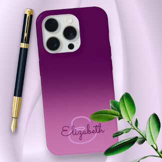 Chic Purple Ombre Name Initial Letter Monogram  iPhone 15 Pro Case