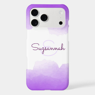 Chic Purple Ombre Name Letter Monogram iPhone Case