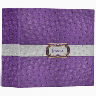Chic Purple Ostrich Leather Look All Purpose 3 Ring Binder