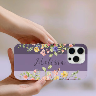 Chic Purple Palette Blooms Wildflowers iPhone 15 Pro Max Case