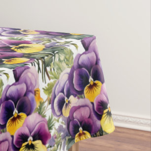 Chic Purple Pansy Pansies Tablecloth
