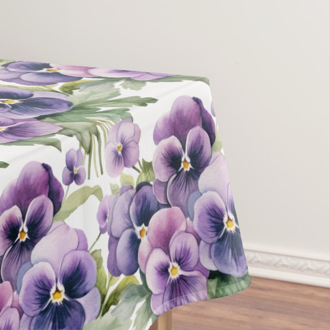 Chic Purple Pansy Pansies Tablecloth (In Situ)