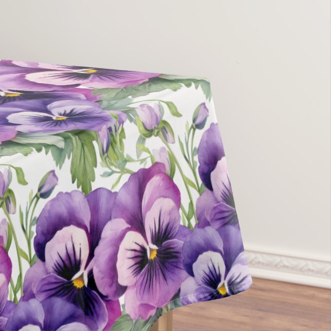 Chic Purple Pansy Pansies Tablecloth (In Situ)
