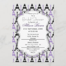 Chic Purple Paris Eiffel Tower Bridal shower Invitation