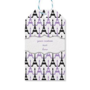 Chic Purple Paris Eiffel Tower Party Gift Tags