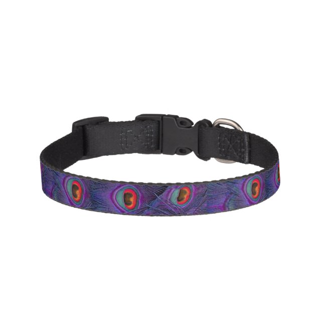 Chic Purple Peacock Dog Collar (Front)