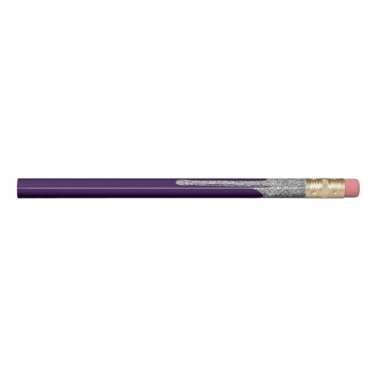 Chic Purple Silver Dripping Glitter Luxury Pencil (Back)