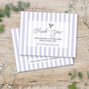 Chic Purple Striped Tennis Preppy Thank You Cards