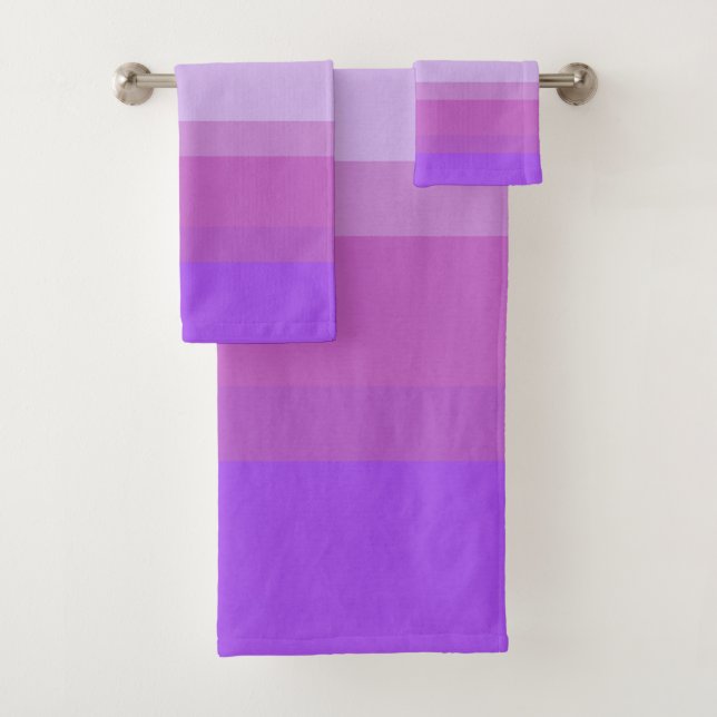 Chic Purple Stripes Magenta Violet Lilac Designer Bath Towel Set (Insitu)