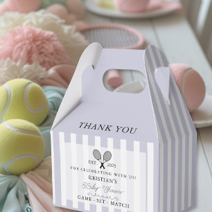 Chic Purple Stripes Tennis Baby Shower Thank You Favor Boxes
