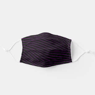Chic Purple Thin Stripes on Black Diagonal Adult Cloth Face Mask