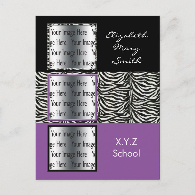 chic purple triple photo Graduation Invitation (Front)