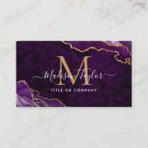 Chic Purple Violet Gold Glitter Marble Monogram QR
