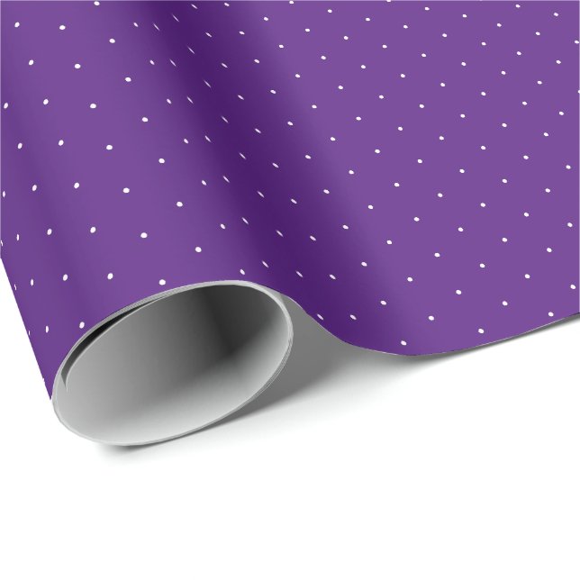 Chic purple violet white tiny polka dots pattern wrapping paper (Roll Corner)