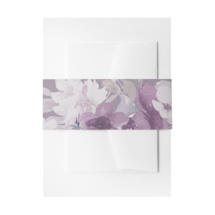 Chic Purple Watercolor Floral Wedding Invitation Belly Band