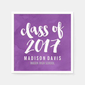 Chic Purple Watercolor | Graduation Party Napkins by cardeddesigns at Zazzle
