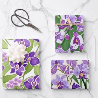Chic Purple Watercolor Orchid Flora 