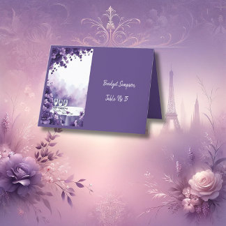 chic Purple Wedding Eiffel Tower Magic guest card