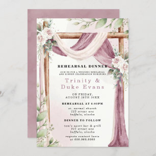 Chic Purple White Canopy Florals Rehearsal Dinner Invitation