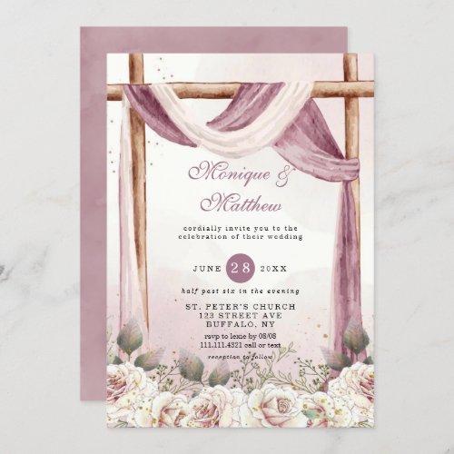 Chic Purple White Canopy Florals Wedding  Invitation